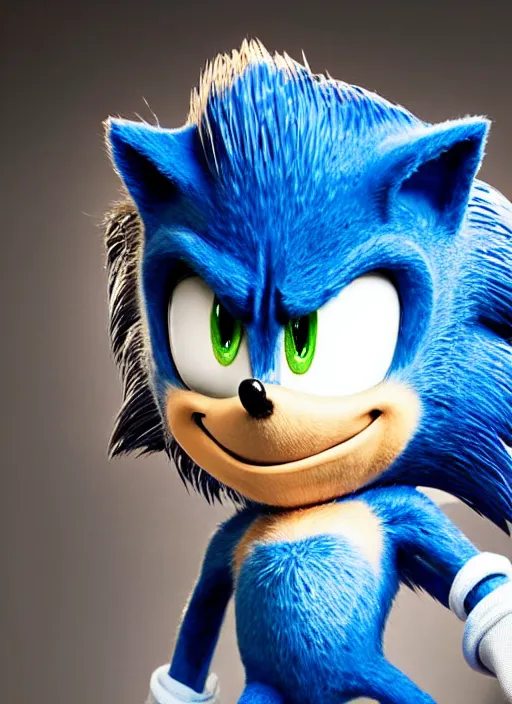 Image similar to a professional photo of tom cruise as sonic the hedgehog, not smiling, serious face, f / 1. 4, 9 0 mm