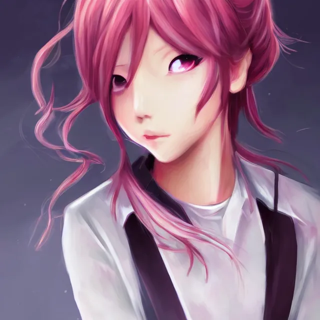 Image similar to portrait of natsuki from ddlc, elegant, intricate, digital painting,, concept art, smooth, sharp focus, illustration, art by satchel