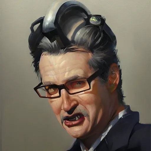 Image similar to greg manchess portrait painting of ghostbuster dr. raymond stantz overwatch character, medium shot, asymmetrical, profile picture, organic painting, sunny day, matte painting, bold shapes, hard edges, street art, trending on artstation, by huang guangjian and gil elvgren and sachin teng