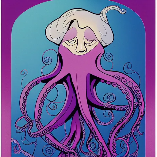 Prompt: a cartoon character of a human - octopus, character - portrait, ursula the sea witch, by glen keane, disney