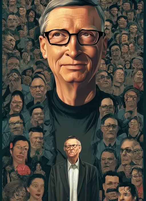 Prompt: Twin Peaks poster artwork by Michael Whelan and Tomer Hanuka, Rendering of Bill Gates portrait, full of details, by Makoto Shinkai and thomas kinkade, Matte painting, trending on artstation and unreal engine