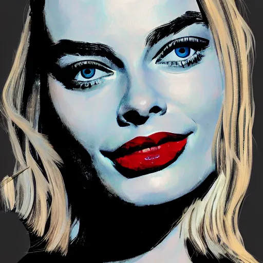 Image similar to Margot robbie, Illustration, Acrylic Paint, 4k, award winning