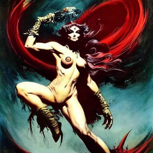 Image similar to sorceress by Frank Frazetta,fantasy artwork,beautiful,striking,high quality!!!!!,masterpiece!!!!