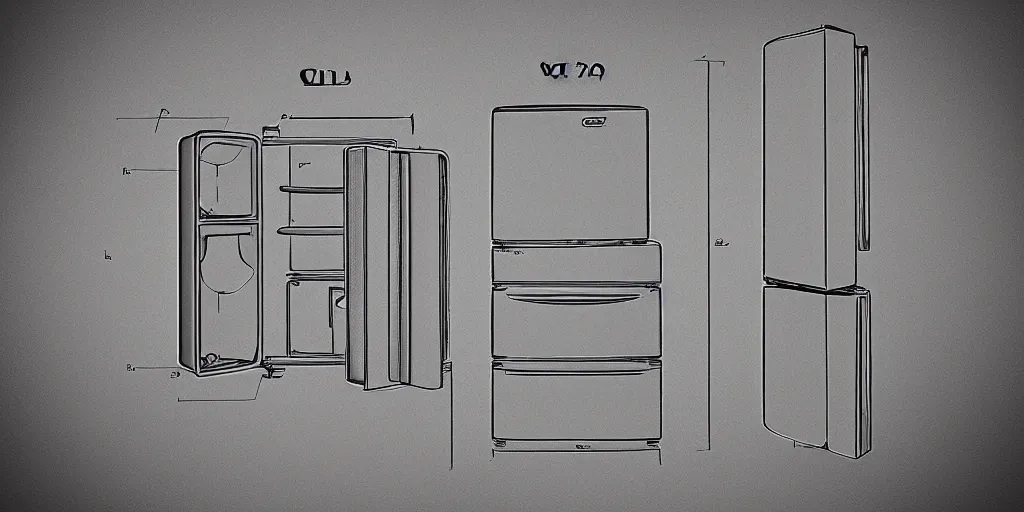 Image similar to refrigerator patent drawing style