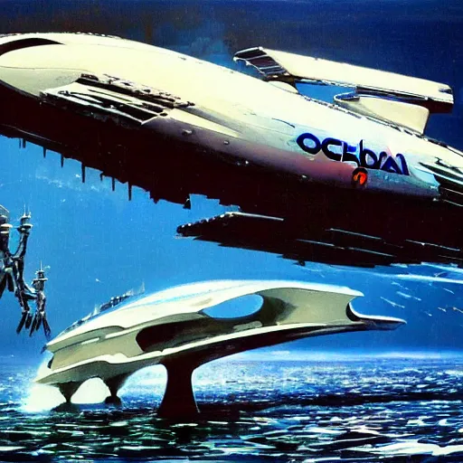 Prompt: robotic cyborg high fantasy robert mccall - orca submarine concept art by john berkey, futuristic, digital art trending on artstation