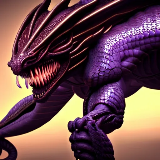 Image similar to a dragon as an ophidian alien, photorealistic 3D octane render, unreal engine, coherent like Dall-E 2