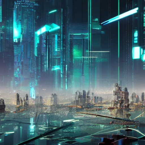 Image similar to Futuristic Cyber City Landscape, Unsplash, Shutterstock, Photorealism