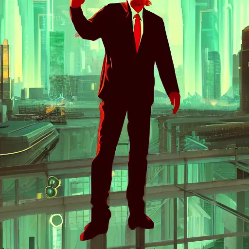 Image similar to cyberpunk john hammond as the leader of a futuristic communist nation, cybernetics, sharp lines, digital, artstation, colored in