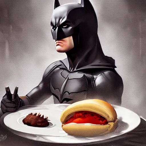 batman eating a hotdog,digital art,ultra | Stable Diffusion | OpenArt
