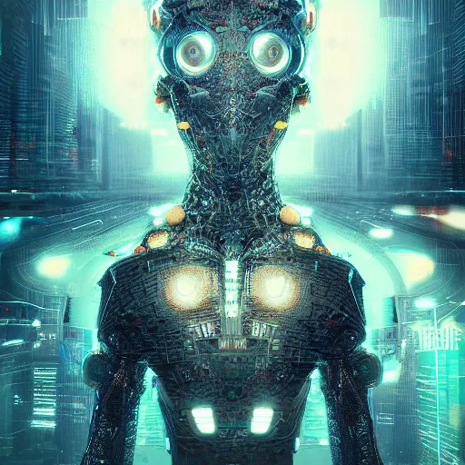 Image similar to portrait of a squid monster. intricate abstract. cyberpunk, intricate artwork. neon eyes, by Tooth Wu, wlop, beeple. octane render, trending on artstation, greg rutkowski very coherent symmetrical artwork. cinematic, hyper realism, high detail, octane render, 8k, minimalistic, hyperrealistic surrealism, award winning masterpiece with incredible details, a surreal vaporwave liminal space, highly detailed, trending on ArtStation