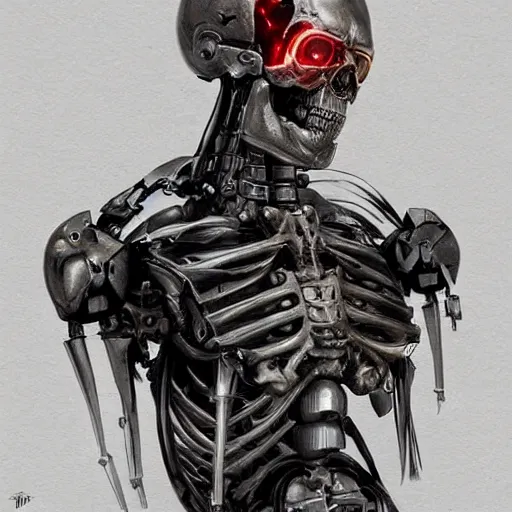 Image similar to joseph stalin as heavily damaged t - 8 0 0 skeleton cyborg terminator, highly detailed, digital painting, artstation, concept art, matte, sharp focus, illustration, art by artgerm and greg rutkowski and alphonse mucha