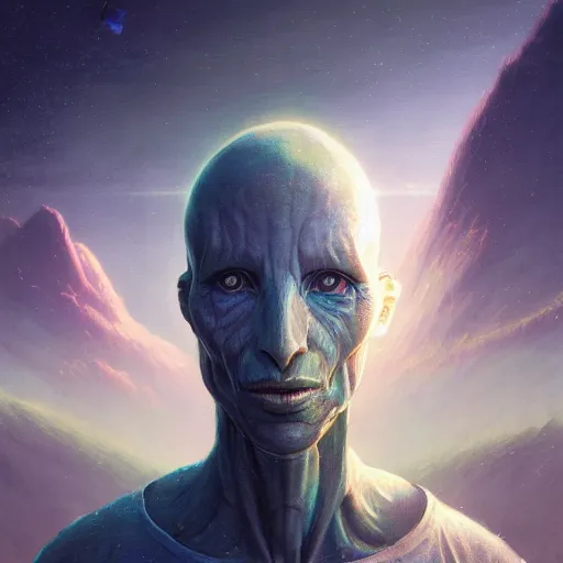 Image similar to highly detailed portrait from a male alien, extraterrestrial, aquatic, stephen bliss, unreal engine, fantasy art by greg rutkowski, loish, rhads, ferdinand knab, makoto shinkai and lois van baarle, ilya kuvshinov, rossdraws, tom bagshaw, global illumination, radiant light, detailed and intricate environment