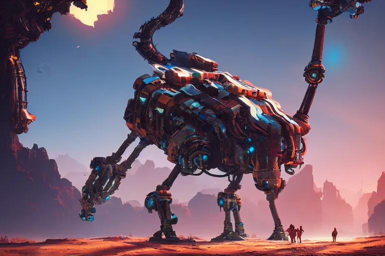 Image similar to scorcher machine mecanical creature robot of horizon forbidden west horizon zero dawn bioluminiscence global illumination ray tracing hdr fanart arstation by ian pesty and alena aenami artworks in 4 k
