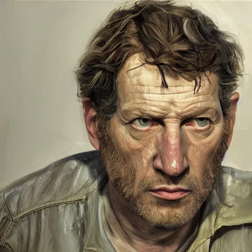 Image similar to high quality high detail painting by lucian freud, hd, joel from last of us, photorealistic lighting