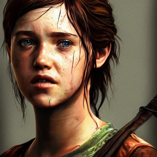 Image similar to ellie last of us closeup dd fantasy intricate elegant highly detailed digital painting artstation concept art matte sharp foc - h 6 4 0 - c 1 1. 0