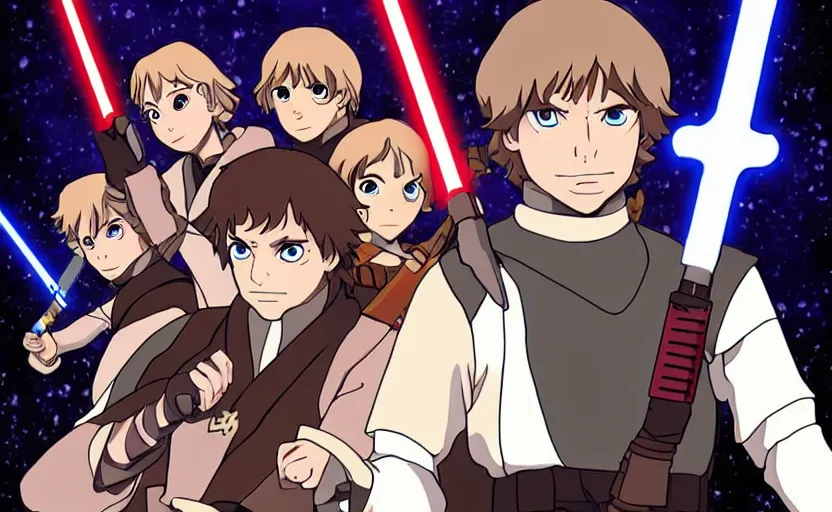 Image similar to luke skywalker in demon slayer anime style