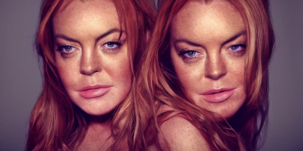 Prompt: a film still of lindsay lohan, vibrant, 5 0 mm lens, lineart behance hd, dramatic lighting, global illumination, trending on artstation, bloom