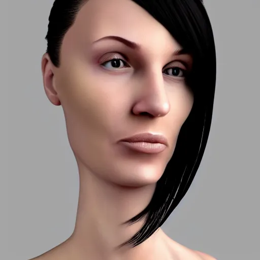 Image similar to uncanny valley disturbing woman face