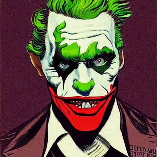 Image similar to portrait of the joker, mash - up between mc escher and vincent van gogh, marvel comics style