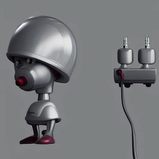 Prompt: digital painting of a electric plug head mascot, figurine, detailed product photo. octane render, futuristic, voltage light, 8k