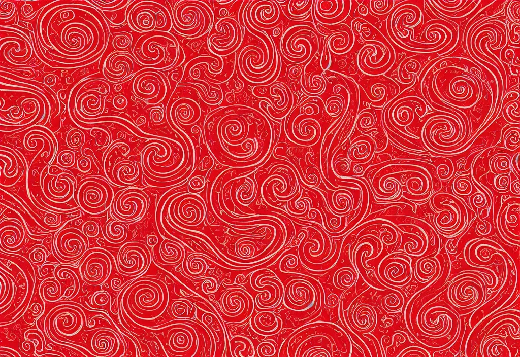 Prompt: a red background with swirls and waves royalty illustration, a silk screen by emperor huizong of song, shutterstock contest winner, sumatraism, repeating pattern, red background, matte background