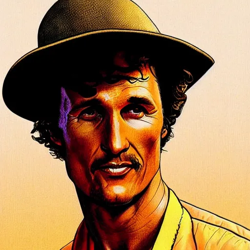 Image similar to “ matthew mcconaughey retro minimalist portrait by jean giraud, moebius starwatcher comic, 8 k ”