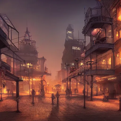 panoramic photography of steampunk city center at dawn | Stable ...