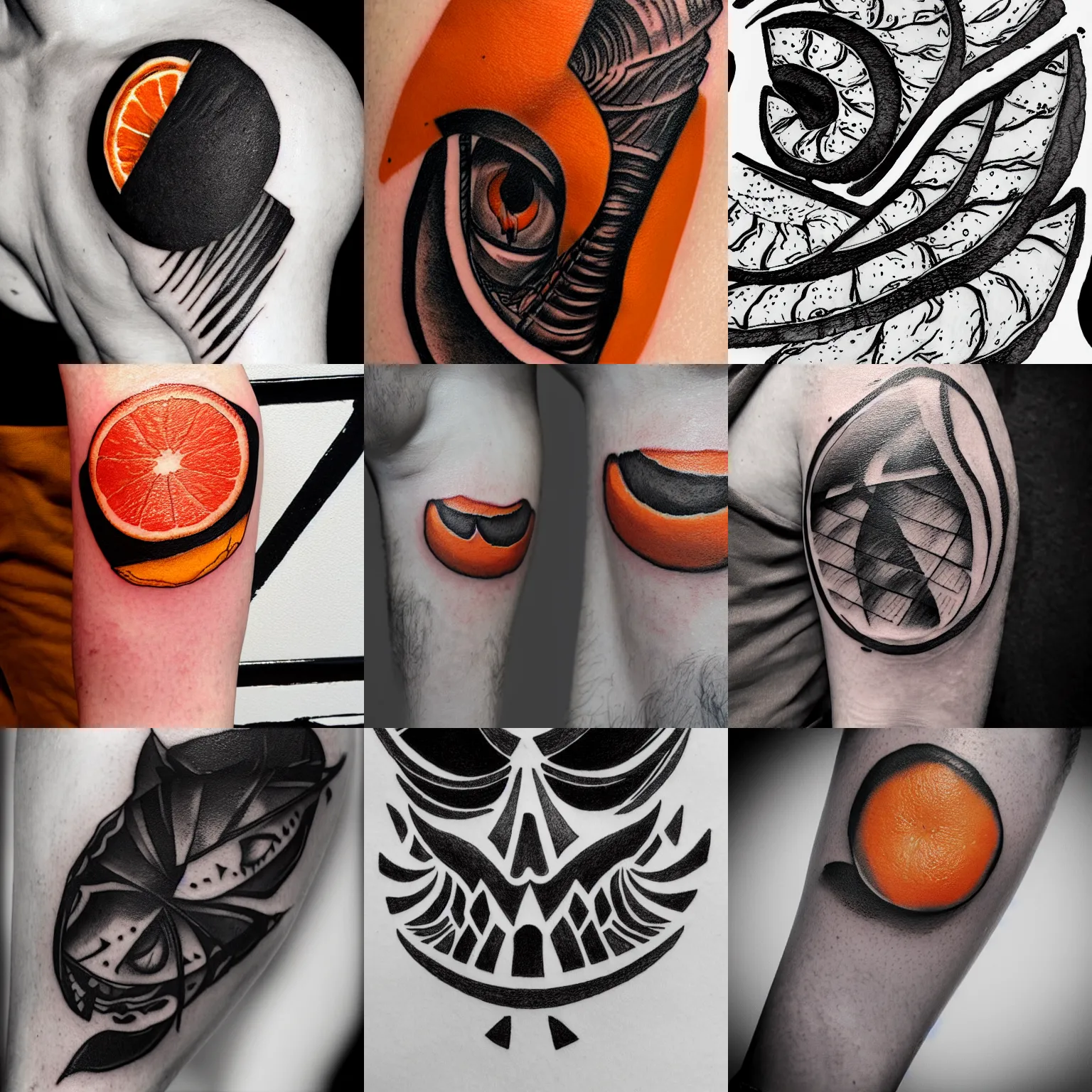 orange half slice tattoo black and white line art  Stable Diffusion   OpenArt