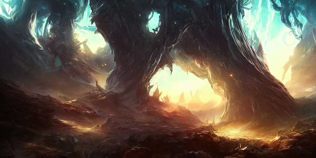 Image similar to fantasy world portal by Ross Tran, dramatic lighting, cinematic establishing shot, extremely high detail, photorealistic, cinematic lighting