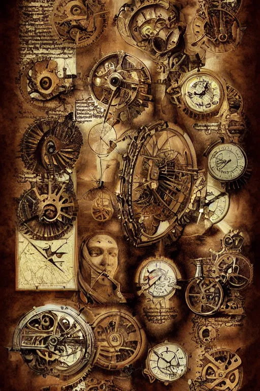 Image similar to anatomical steampunk collage sheet by leonardo da vinci, digital art highly detailed