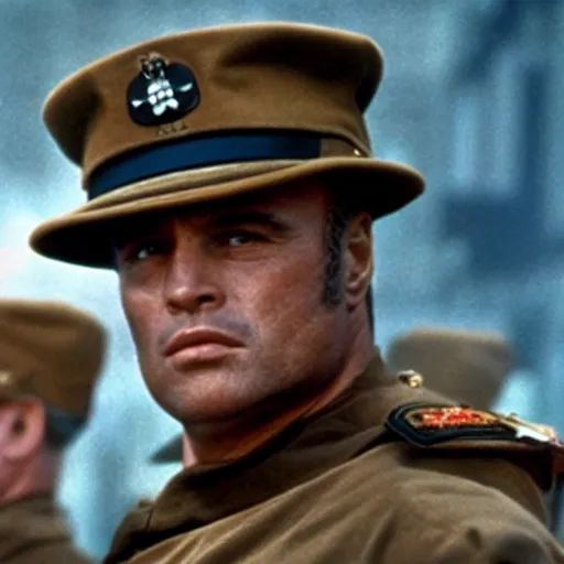 Prompt: Marlon Brando as General Montero in the 1989 film by David Lean, Nostromo