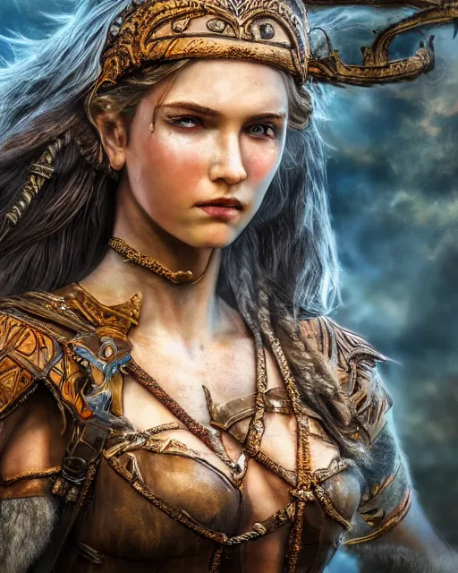 Prompt: warrior princess, fantasy, highly detailed, 4 k, hdr, smooth, sharp focus, high resolution, award - winning photo, photorealistic
