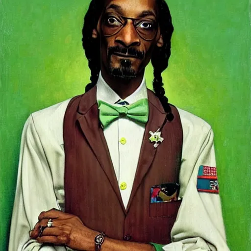 Prompt: Snoop Dogg portrait painted by Norman Rockwell