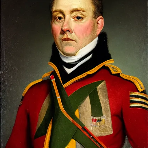 Image similar to facial portrait of nfl detroit lions dictator, military uniform, 1 8 3 4, oil on canvas by william sidney mount