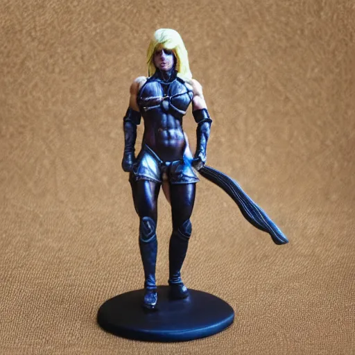 Prompt: 80mm resin detailed miniature of a Muscular Woman warrior standing next to a Horse, Product Introduction Photos, 4K, Full body, simple background