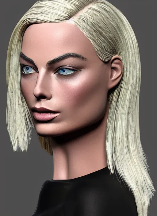 Image similar to Margot Robbie portrait, Z-Brush sculpt, intricate detail, matte cap