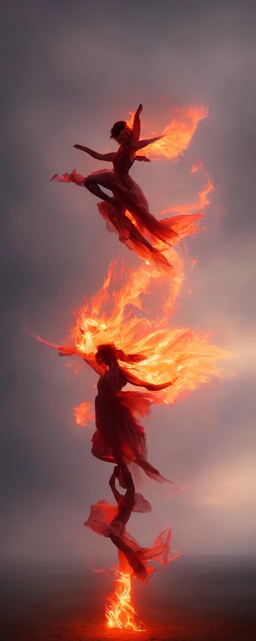 Image similar to fire dancer in the wind by artgem and greg rutkowski, light cone, reimagined by industrial light and magic