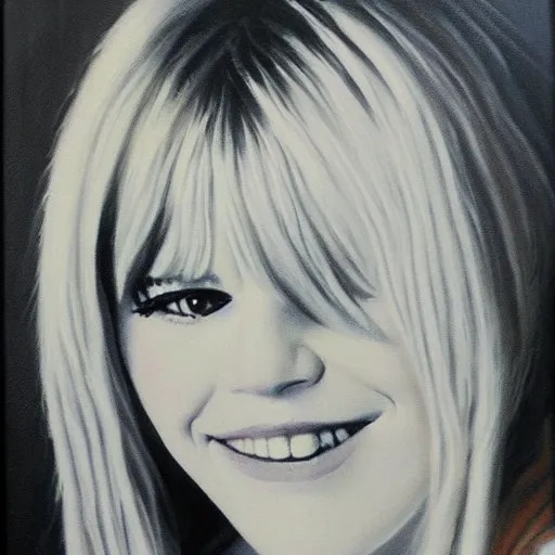 Image similar to gorgeous oil painting portrait of france gall, masterpiece, highly detailed