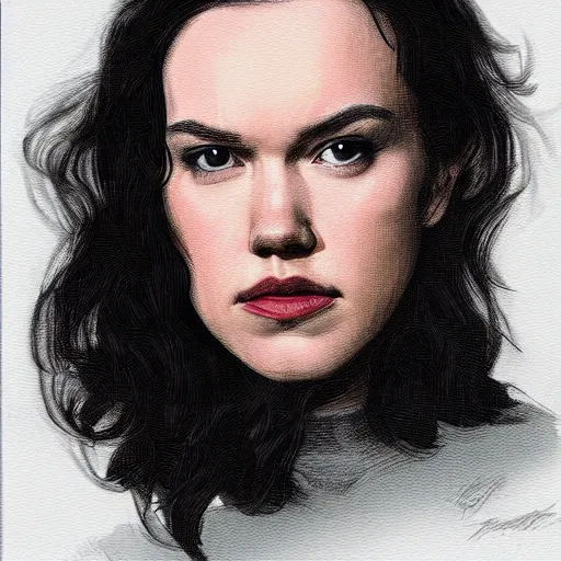 Image similar to portrait of daisy ridley or adam driver by greg ruthkowski