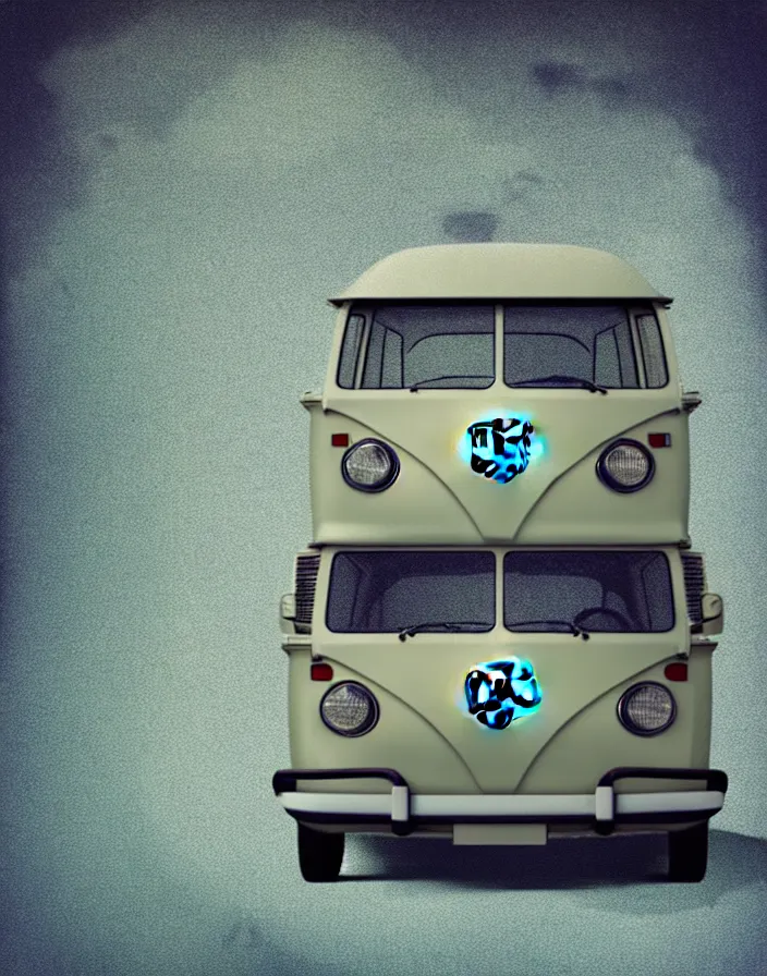 Prompt: front view vw camper touring rural japan, a collage painting, in the style of wes anderson, lola dupre, david hockney, isolated on negative white space background dark monochrome fluorescent spraypaint accents volumetric octane render, no double figure