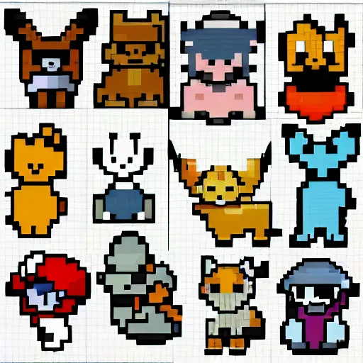 Pokemon Gen 1 pixel sprites by 3DPrintDogs