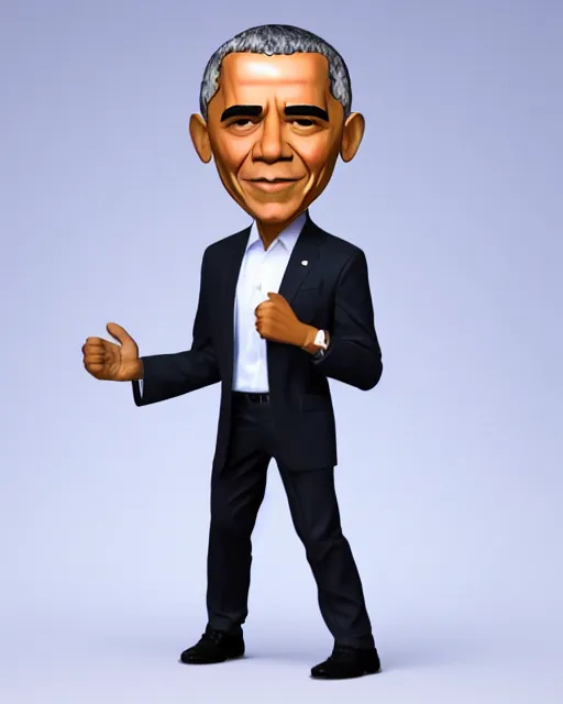 Image similar to full body 3d render of barack obama as a funko pop, studio lighting, white background, blender, trending on artstation, 8k, highly detailed