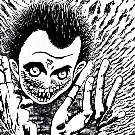 Prompt: Monsters scaring bystanders by Junji Ito.