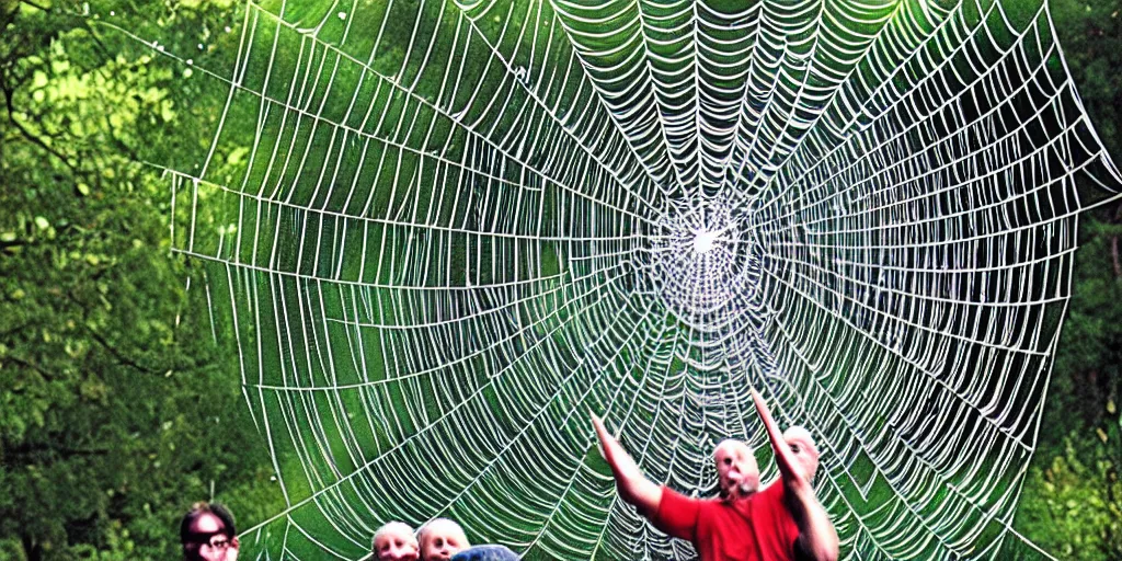 Prompt: people stuck in a spiderweb, in the style of bach
