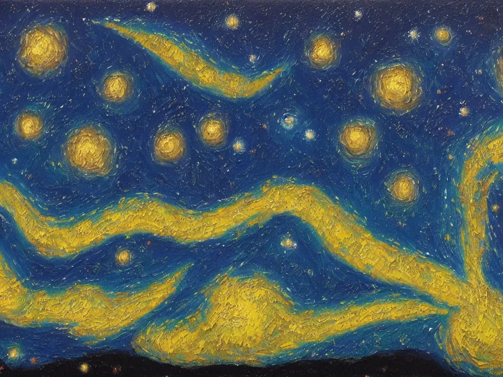 Image similar to trending on artstation, the Milky Way galaxy, oil on canvas, in the style of Vincent van Gogh