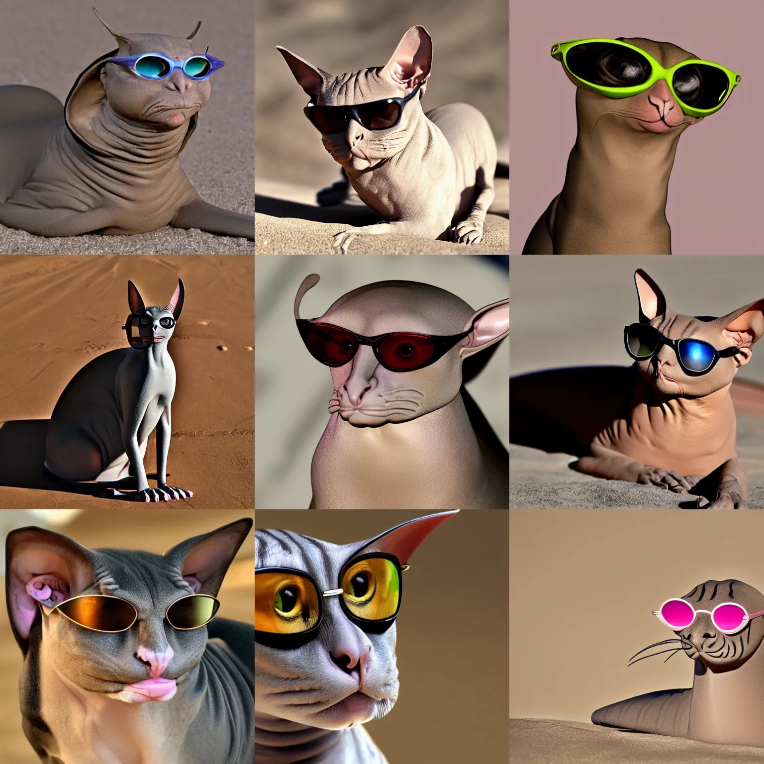 Prompt: sphinx cat with sunglasses