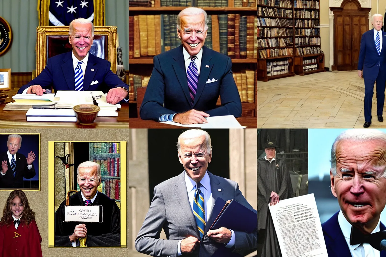 Prompt: Joe Biden attending Hogwarts school of witchcraft and wizardry
