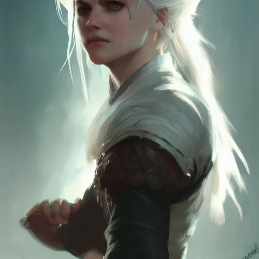 Image similar to ciri from withcer, paint by greg rutkowski