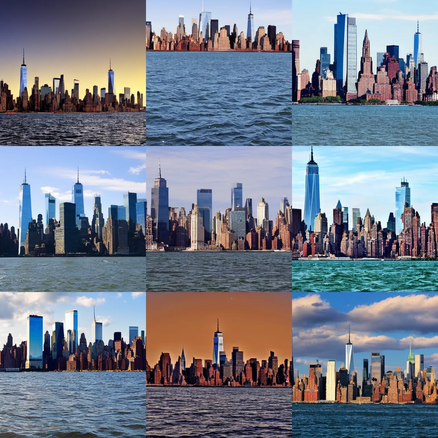 Prompt: new york skyline viewed from the sea