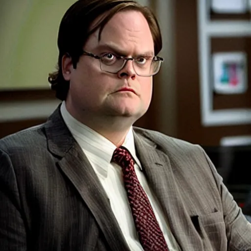 Image similar to dwight schrute pretending to be brian baumgartner